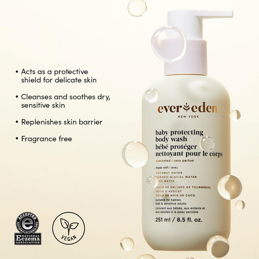 Evereden Protecting Baby Body Wash And Shampoo 8.5 Oz. | Clean And Gentle Baby Care | Non-Toxic And Fragrance Free | Made With Plant-Derived Ingredients