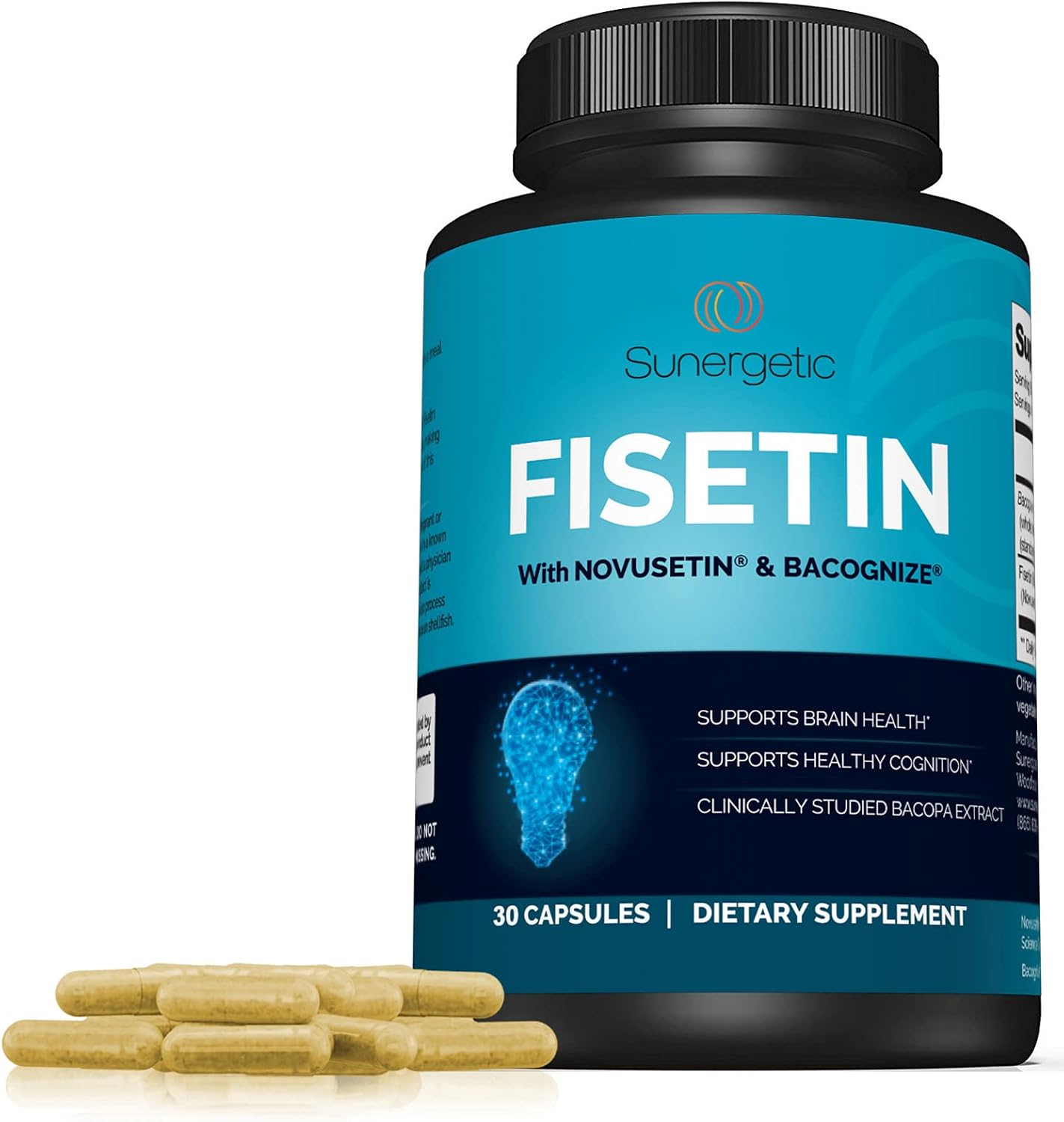Premium Fisetin Supplement With Novusetin & Bacopa Extract To Support Memory, Cognition, Healthy Aging & Brain Health – 125Mg Of Fisetin Per Capsule – Fisetin Complex With Bacognize® - 30 Capsules