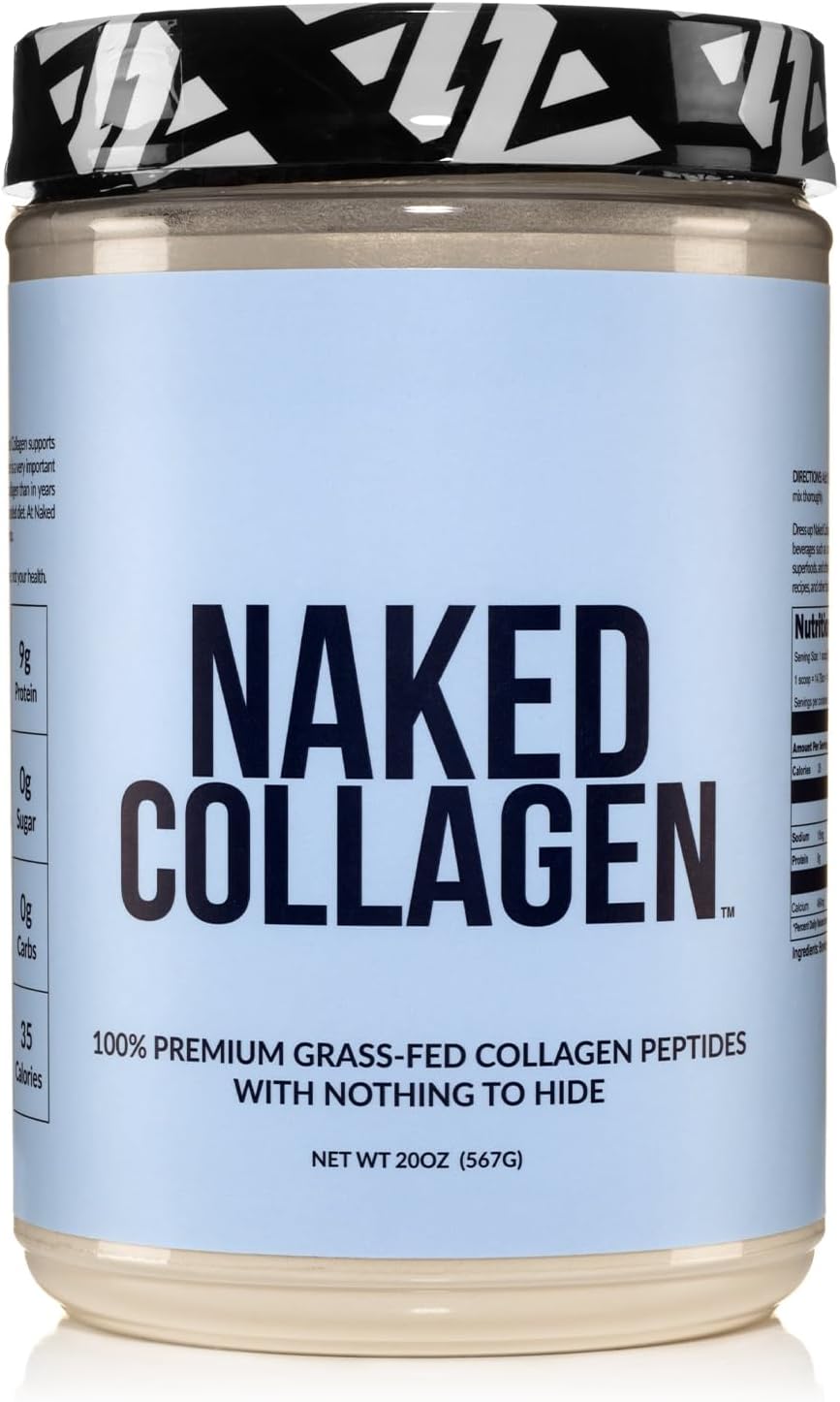 Naked Nutrition Naked Collagen - Collagen Peptides Protein Powder, 60 Servings Pasture-Raised, Grass-Fed Hydrolyzed Collagen Supplement | Paleo Friendly, Non-Gmo, Keto, Gluten Free | Unflavored 20Oz