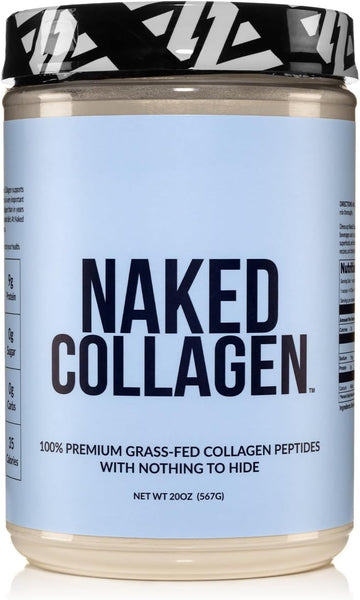 Naked Nutrition Naked Collagen - Collagen Peptides Protein Powder, 60 Servings Pasture-Raised, Grass-Fed Hydrolyzed Collagen Supplement | Paleo Friendly, Non-Gmo, Keto, Gluten Free | Unflavored 20Oz