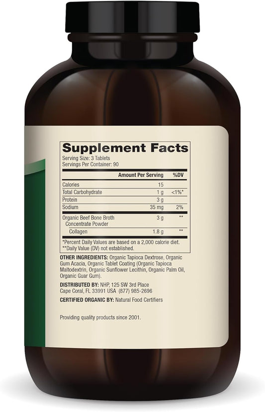 Dr. Mercola Organic Bone Broth Collagen, 90 Servings (270 Tablets), Organically Raised Grass-Fed Beef, Dietary Supplement, Supports Bone And Joint Comfort, Usda Organic, Non-Gmo