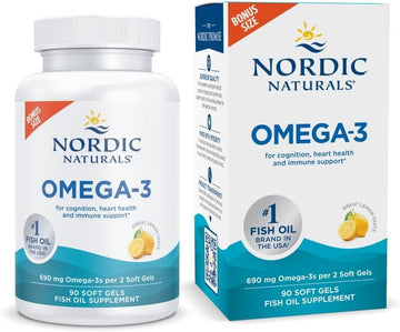 Nordic Naturals Omega-3, Lemon Flavor - 90 Soft Gels - 690 mg Omega-3 - Fish Oil - EPA & DHA - Immune Support, Brain & Heart Health, Optimal Wellness - Non-GMO - 45 Servings