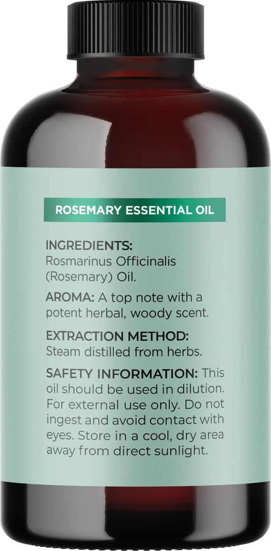 Refreshing Rosemary and Castor Oil Set - Pure Rosemary Essential Oil and Castor Oil for Hair Skin and Nails - Natural Castor Oil for Eyelashes and Eyebrows and Rosemary Oil for Dry Scalp Treatment