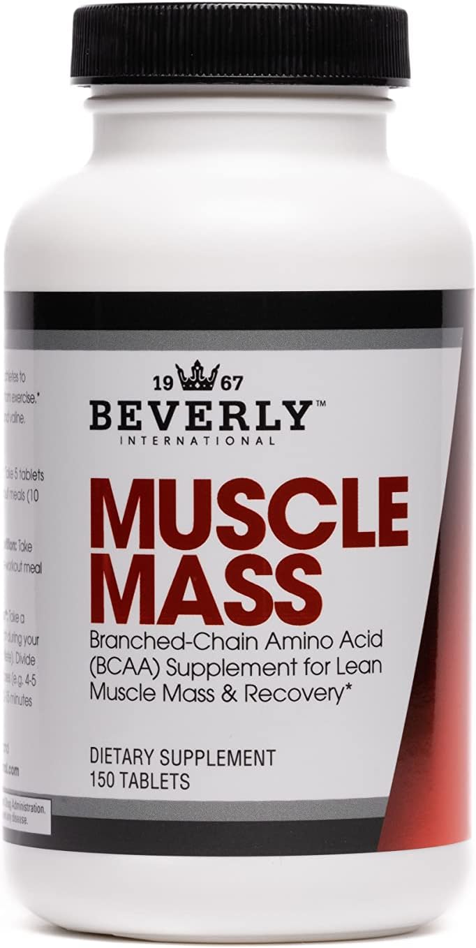 Beverly International Muscle Mass, 150 Tablets. A Free-Form Branched-Chain Amino Acid (Bcaa) For Lean Muscle Mass & Recovery. Contains 2.5:1:1 Ratio Of Leucine To Isoleucine To Valine. Muscle Fuel!