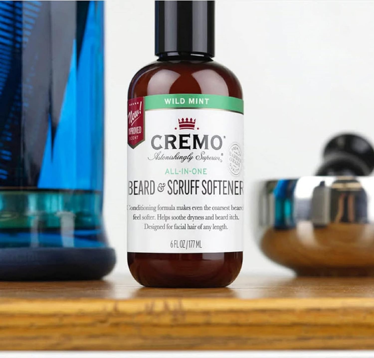 Cremo Wild Mint Beard & Scruff Softener, Softens and Conditions Coarse Facial Hair of All Lengths in Just 30 Seconds, 6 Fl Oz : Beauty & Personal Care