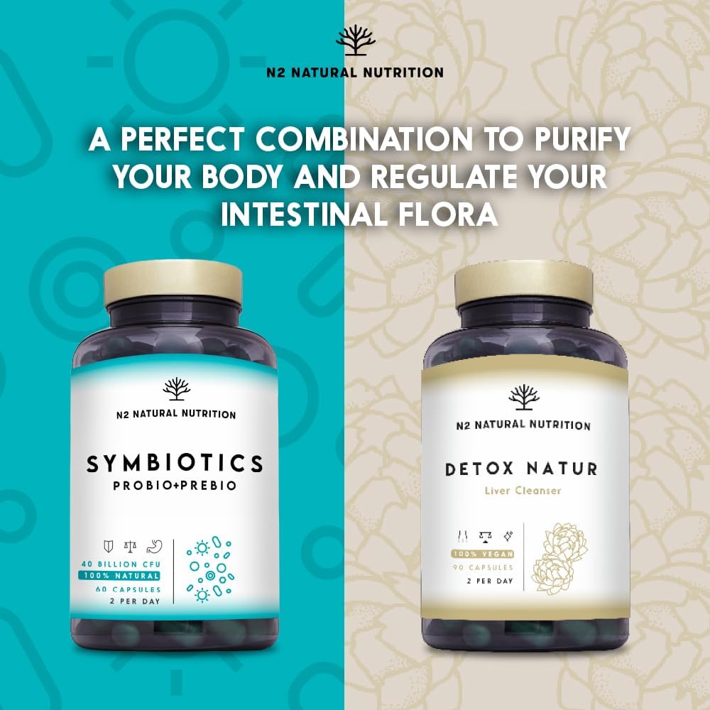 Probiotics and Prebiotics Supplement 40 Billion CFU, 6 Strains for Digestive Health, Vegan Chlorophyll Capsules, 60 Capsules. N2 Natural Nutrition : Amazon.co.uk: Health & Personal Care