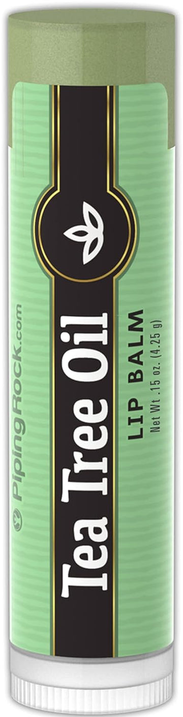 Piping Rock Tea Tree Oil Lip Balm | 0.15 oz | Moisturizing and Soothing | Non GMO, Gluten Free