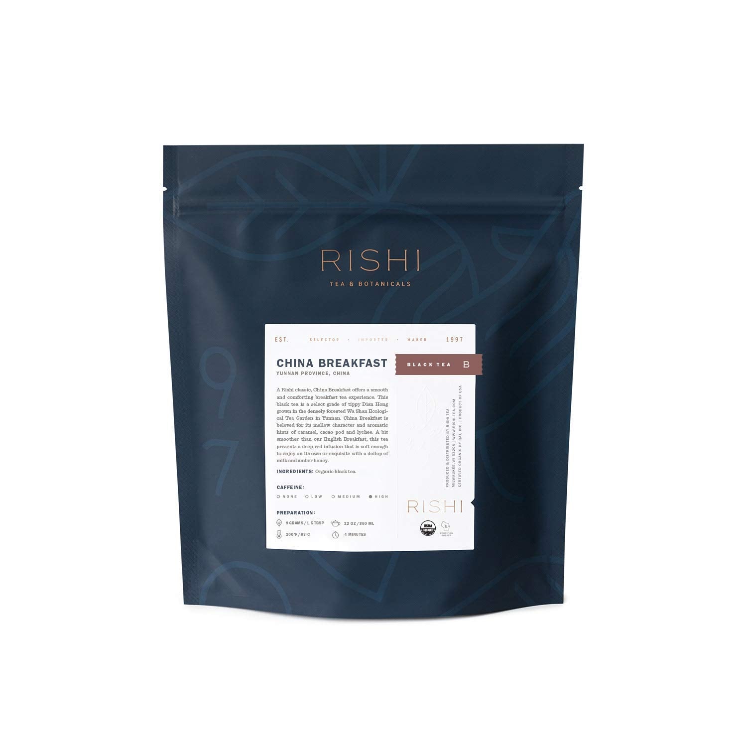 Rishi Tea China Breakfast Tea - Organic Loose Leaf Black Tea, Robust & Caffeinated, Ideal For Hot Or Iced Tea - 16 Ounces, 50+ Servings