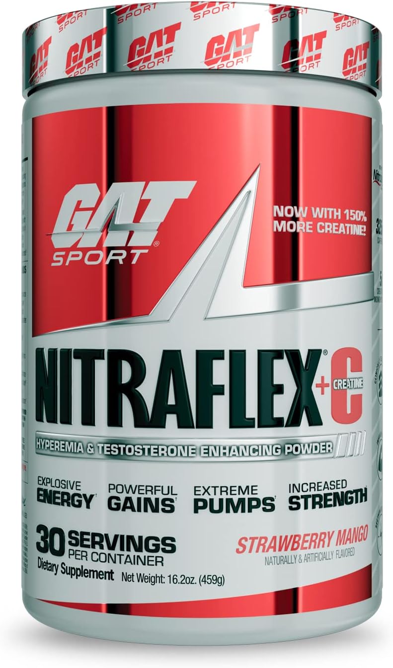 GAT SPORT Nitraflex + C Creatine Preworkout Supplement for Strength an
