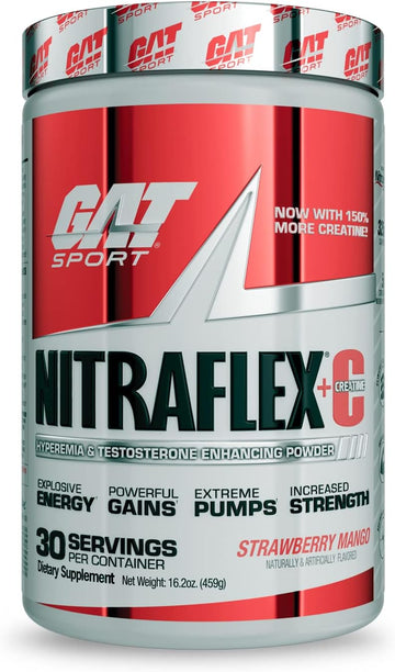 GAT SPORT Nitraflex + C Creatine Preworkout Supplement for Strength an