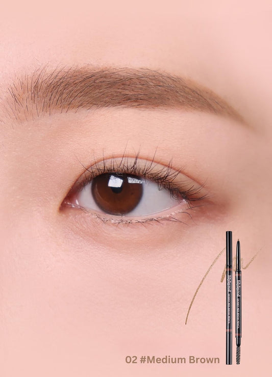 Lilybyred Skinny Mes Brow Pencil – Ultra-Slim 1.5Mm Precision Tip, Long-Lasting, Natural Brows (02_Medium Brown, 1Pc)