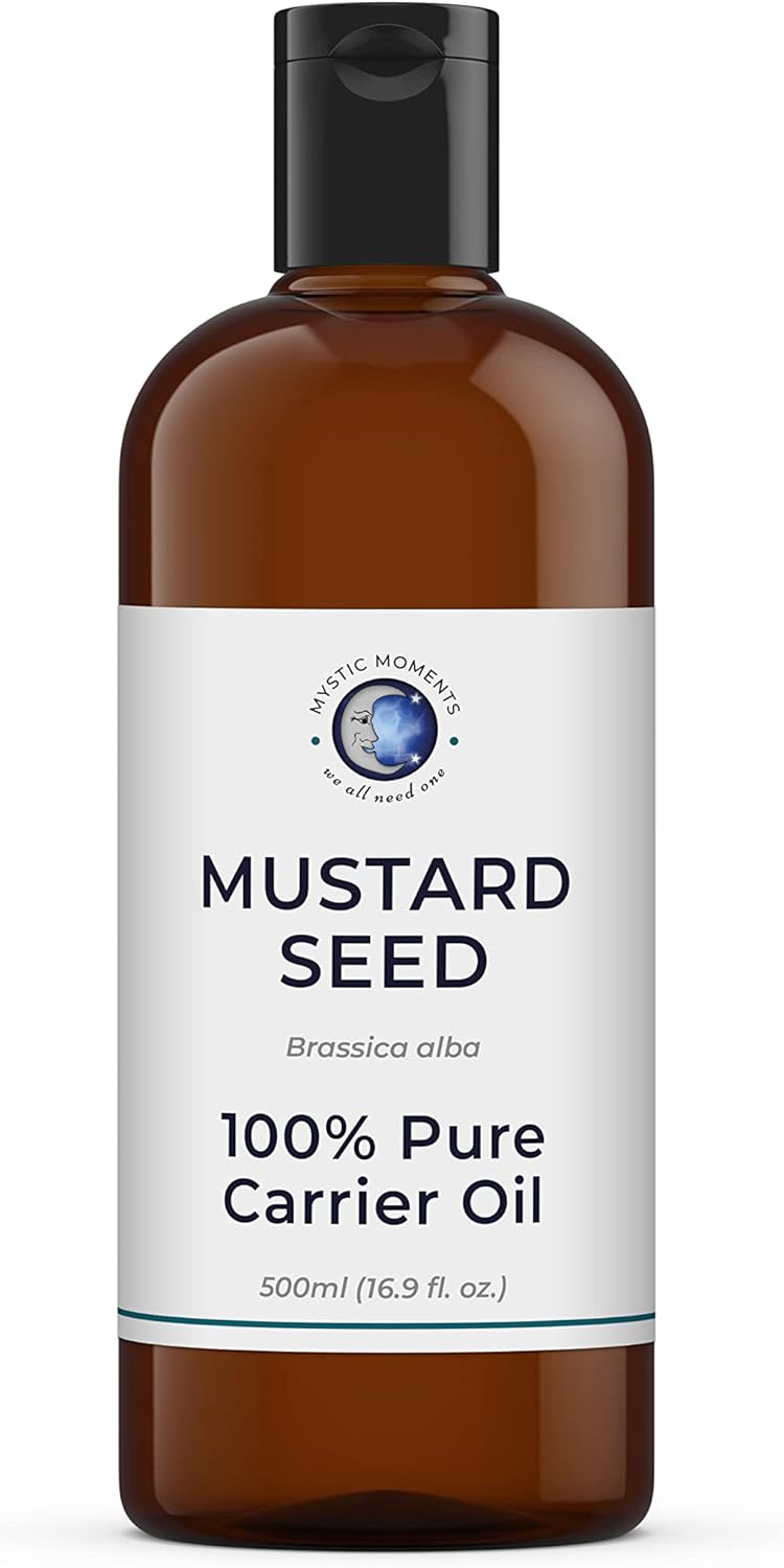 Mystic Moments | Mustard Seed Carrier Oil 500ml - Pure & Natural Oil Perfect for Hair, Face, Nails, Aromatherapy, Massage and Oil Dilution Vegan GMO Free