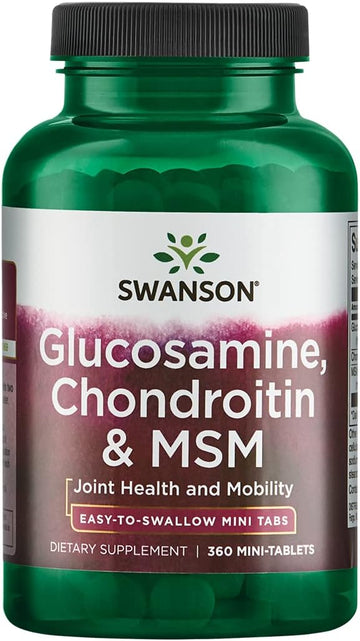 Swanson Mini-Tabs Glucosamine Chondroitin & Msm Joint Mobility Flexibility Comfort Cartilage Connective Tissue Health Support 750/600/300 Milligrams 360 Tabs