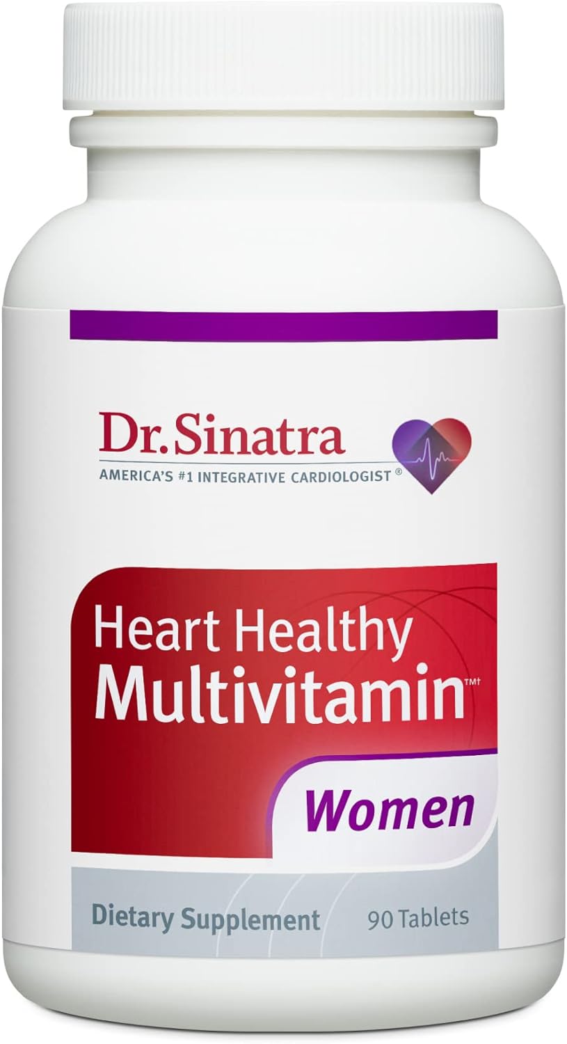 Dr. Sinatra Heart Healthy Multivitamin for Women with Vitamin D 1000 IU, A, B12, C, E, Biotin, Folate, and Zinc, 90 Tablets (30-Day Supply)