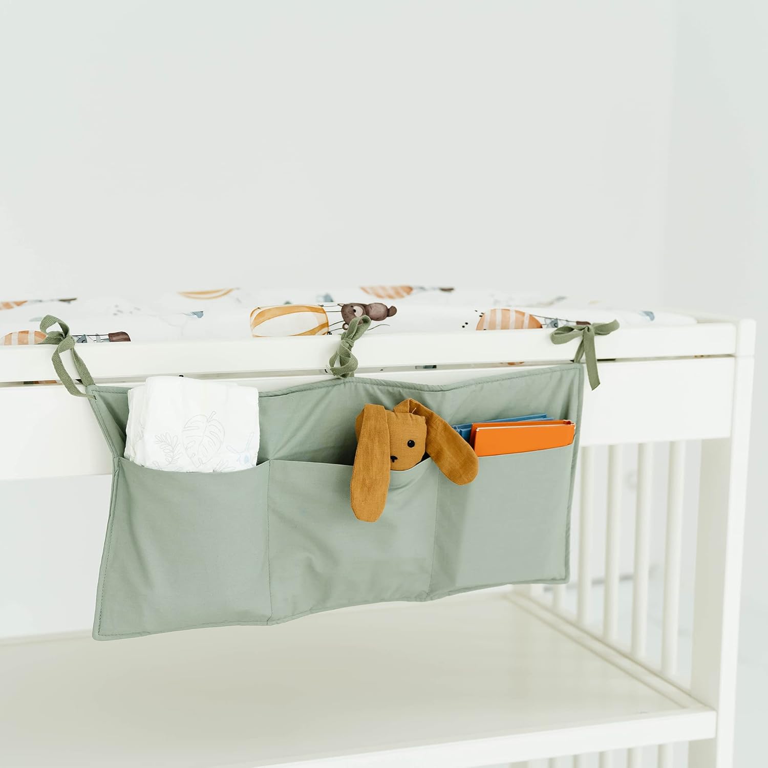Natemia Baby Nursery Crib Organizer- Hanging Diaper Organizer For Crib - Made In Portugal