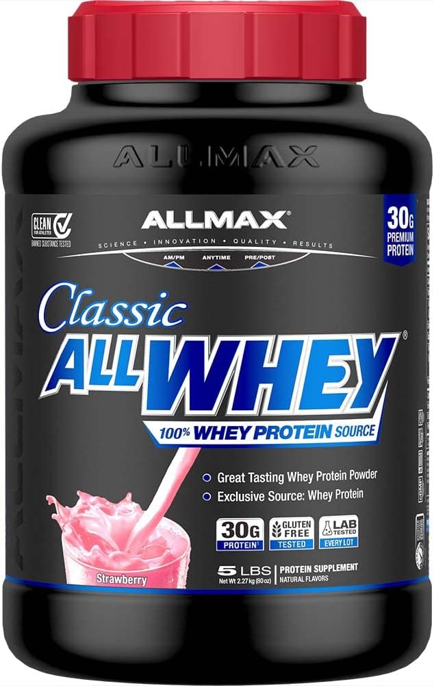 ALLMAX Classic ALLWHEY, Strawberry - 5 lb - 30 Grams of Protein Per Sc