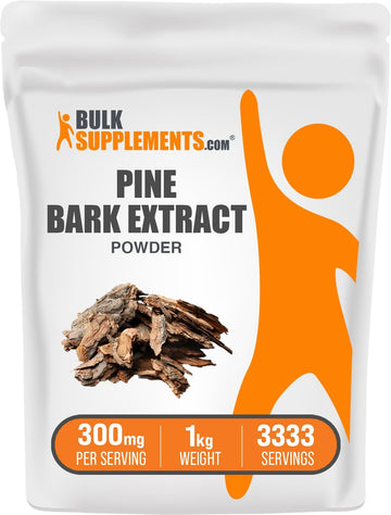 Bulksupplements.Com Pine Bark Extract Powder - Pine Bark Supplement, Pine Bark Powder - Antioxidants Support, Gluten Free - 300Mg Per Serving, 1Kg (2.2 Lbs) (Pack Of 1)