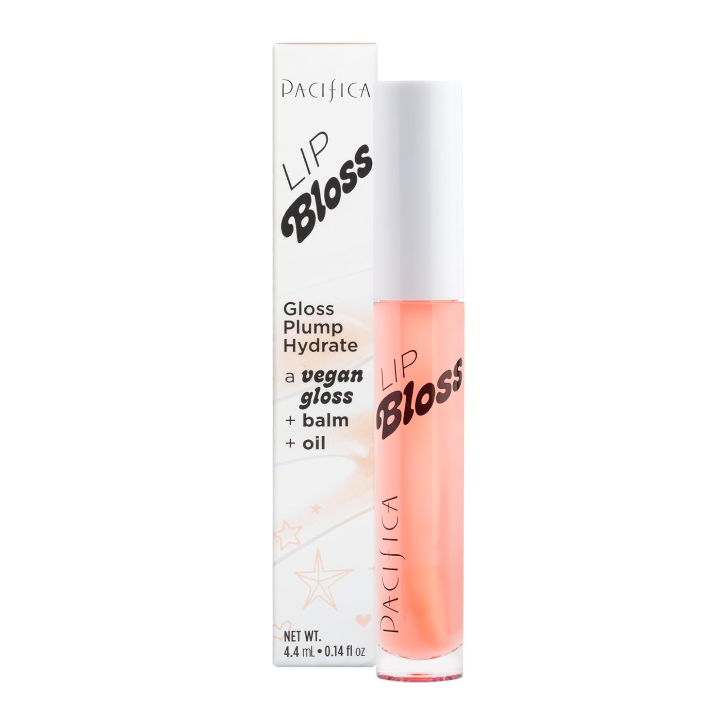 Pacifica Beauty Lip Bloss, Jasmine Kiss, Makeup, Hydrating, Moisturizing, Shea Butter, Jojoba Oil, Lip Gloss, Lip Oil, Lip Plumper, Lip Tint, Lip Care, Vegan, Lavender Pink Tint, 0.14 Fl Oz (1 Count)