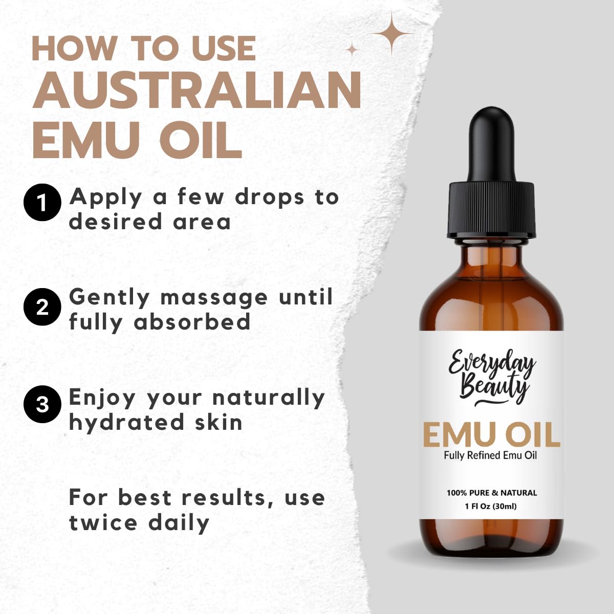 Pure Australian Emu Oil - All Natural 6X Refined For Face, Skin And Hair - Highly Effective Hydration For Sensitive Skin & Hair Growth Perfect For Scars & Blemishes - 1 Fl Oz Glass Bottle & Dropper : Beauty & Personal Care