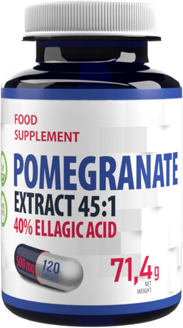 Hepatica Pomegranate Extract 22,500Mg Equivalent (500Mg Of 45:1 Extract) 120 Vegan Capsules, 40% Ellagic Acid, 3Rd Party Lab Tested, High Strength Supplement