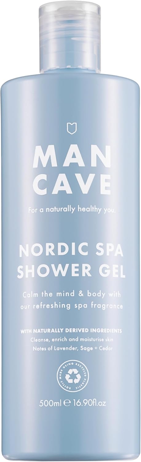 Mancave Nordic Spa Shower Gel Men, 500 Ml, Vegan Mens Shower Gel With Natural Ingredients - Calming Lavender, Earthy Sage & Warm Cedar - Cruelty-Free Body Wash, Eco-Conscious & Recycled Packaging