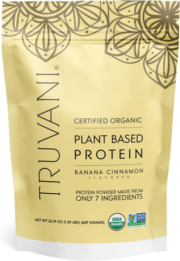 Truvani Vegan Pea Protein Powder | Banana Cinnamon | 20G Organic Plant Based Protein | 20 Servings | Keto | Gluten & Dairy Free | Low Carb | No Added Sugar