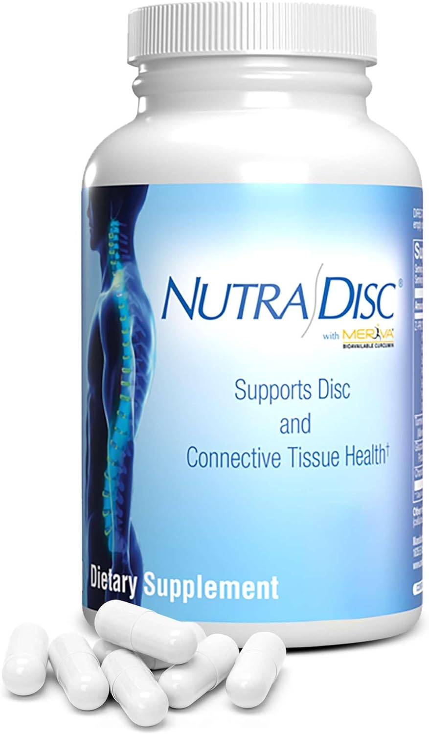 Nutra Disc Joint Support Supplement - 180 Capsules - Glucosamine Chondroitin For Joint Pain, Disc And Connective Tissue Health - With Meriva Curcumin Extract And Z-Pro Enzyme Blend
