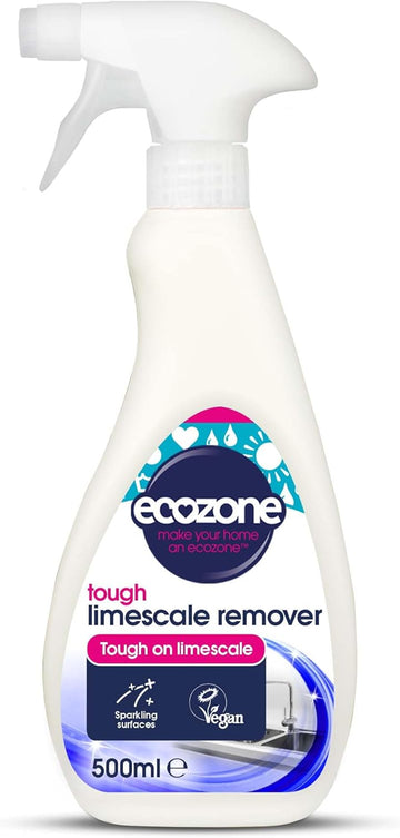 Ecozone Limescale Remover, Powers Through Soap Scum, Bathroom & Kitchen Cleaner De-Scaler Spray, Long Lasting Shine & Protection, Natural Ingredients, Vegan Friendly (
