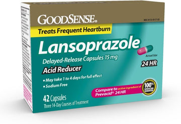 Goodsense Lansoprazole Delayed Release Capsules, 15 Mg, Proton Pump Inhibitor, Treats Frequent Heartburn, 24 Hour, 42 Count