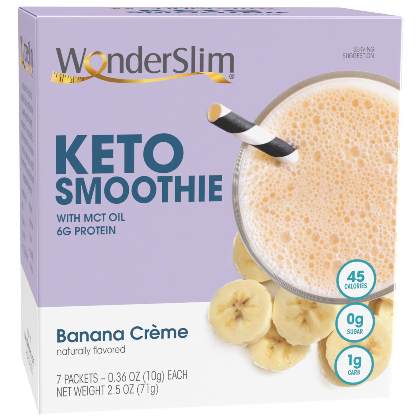 WonderSlim Keto Smoothie with C8 MCT Oil, Banana Crème, Low Carb, No Sugar, Gluten Free (7ct)