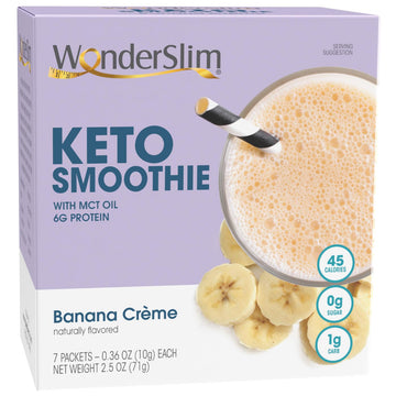 Wonderslim Keto Smoothie With C8 Mct Oil, Banana Crème, Low Carb, No Sugar, Gluten Free (7Ct)