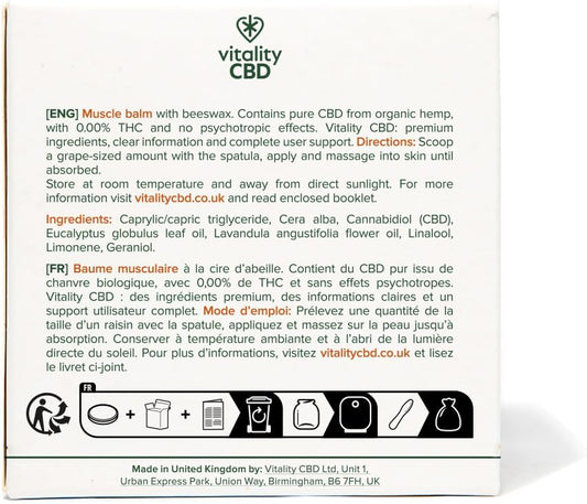 Vitality Cbd Skin Cream, High Strength 500Mg Of Cannabidiol, 100Ml, Sweet Almond Oil, Rosemary Oil, Green Tea And Lemon Fragrance, No Thc