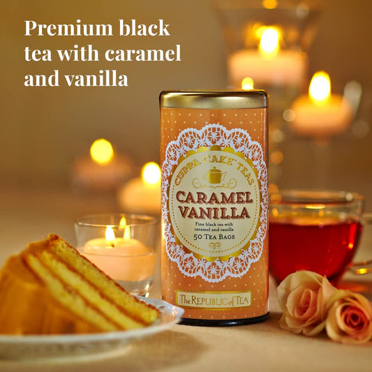The Republic Of Tea Caramel Vanilla Cuppa Cake, 50 Tea Bags, Blended Fine Black Tea, Gluten-Free