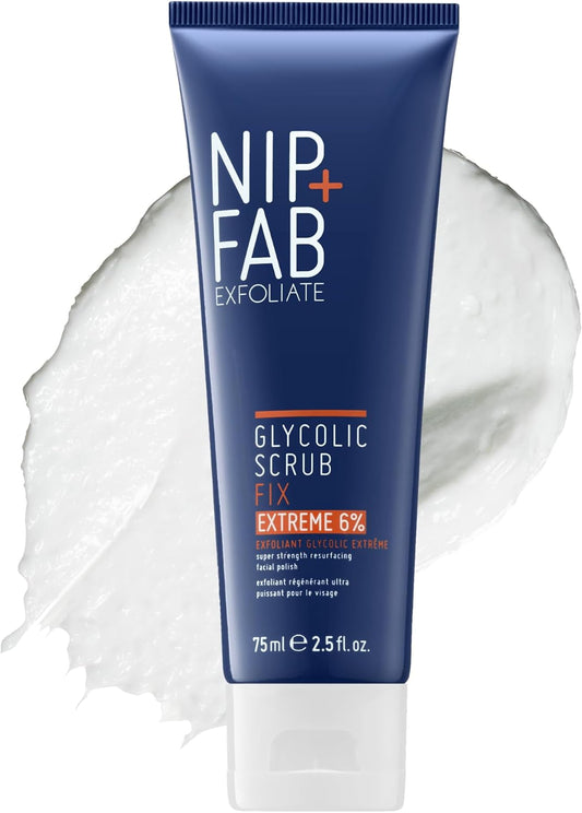 Nip + Fab Glycolic Acid Fix Face Scrub Extreme with Salicylic Acid, Aloe Vera AHA/BHA Exfoliating Facial Cleanser Polish for Refining Pores Skin Brightening, 75 ml : Amazon.co.uk: Beauty