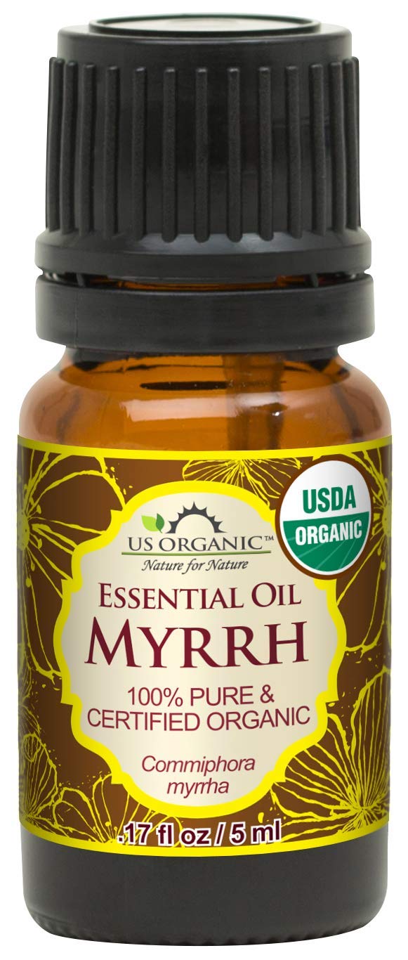 US Organic 100% Genuine Myrrh Essential Oil - Sourced from The Horn of Africa, USDA Certified Organic, Extracted by Hydro-Distillation (Myrrh, 5 ml)