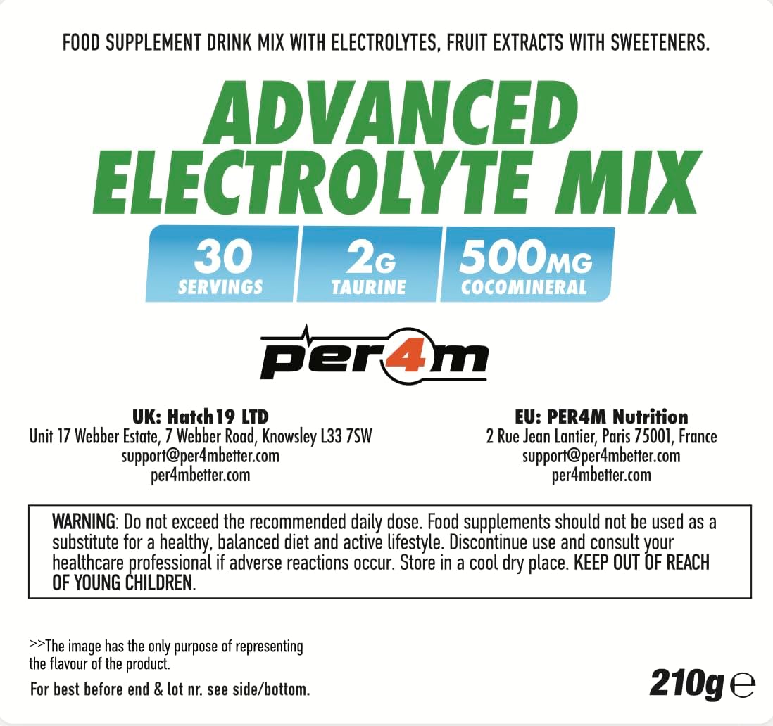 Per4m Hydrate Electrolyte Mix Powder | 500mg Cocomineral | Replenish Essential Electrolytes | Aiding Muscle Function, Cardiovascular Health, Neurological Support (Peach Sweets, 210g) : Amazon.co.uk: Health & Personal Care