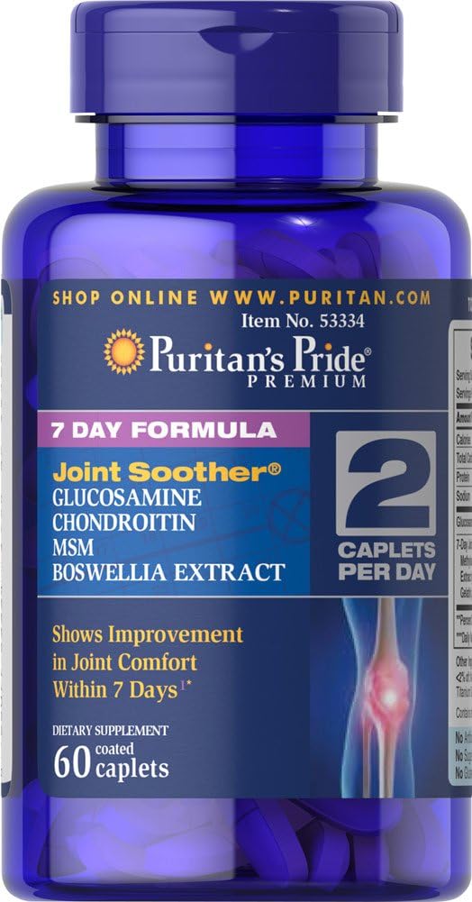 Puritan's Pride 7 Day Formula Joint Soother Glucosamine, Chondroitin, MSM & Boswellia-60 Caplets