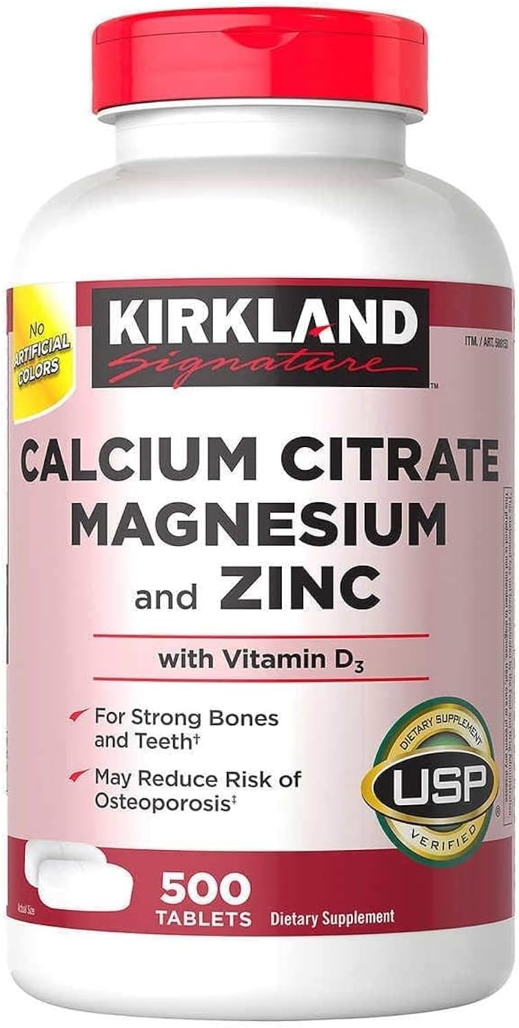 Kirkland Signature Calcium Citrate Magnesium and Zinc, 500 Tablets