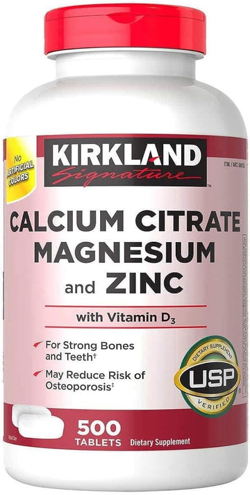 Kirkland Signature Calcium Citrate Magnesium and Zinc, 500 Tablets