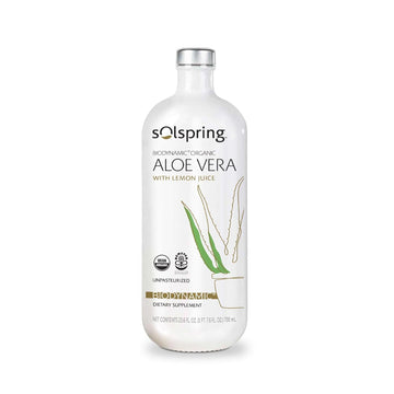 Solspring Aloe Vera Juice, Biodynamic Organic, 23.60 Fl. Oz., USDA Organic, Regenerative, Non-GMO, Gluten Free, Soy Free, Dr. Mercola