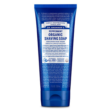 Dr. Bronner'S - Organic Shaving Soap (Peppermint, 7 Ounce) - Certified Organic, Sugar And Shikakai Powder, Soothes And Moisturizes For Close Comfortable Shave, Use On Face, Underarms And Legs