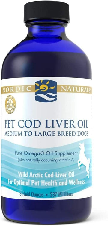 Nordic Naturals Pet Cod Liver Oil, Unflavored - 8 Oz - 1104 Mg Omega-3 Per Teaspoon - Fish Oil For Dogs With Epa & Dha - Promotes Skin, Coat, Joint, & Immune Health