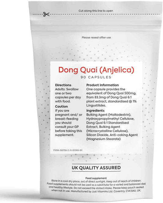 Just Vitamins Dong Quai (Angelica) 500mg 90 Capsules