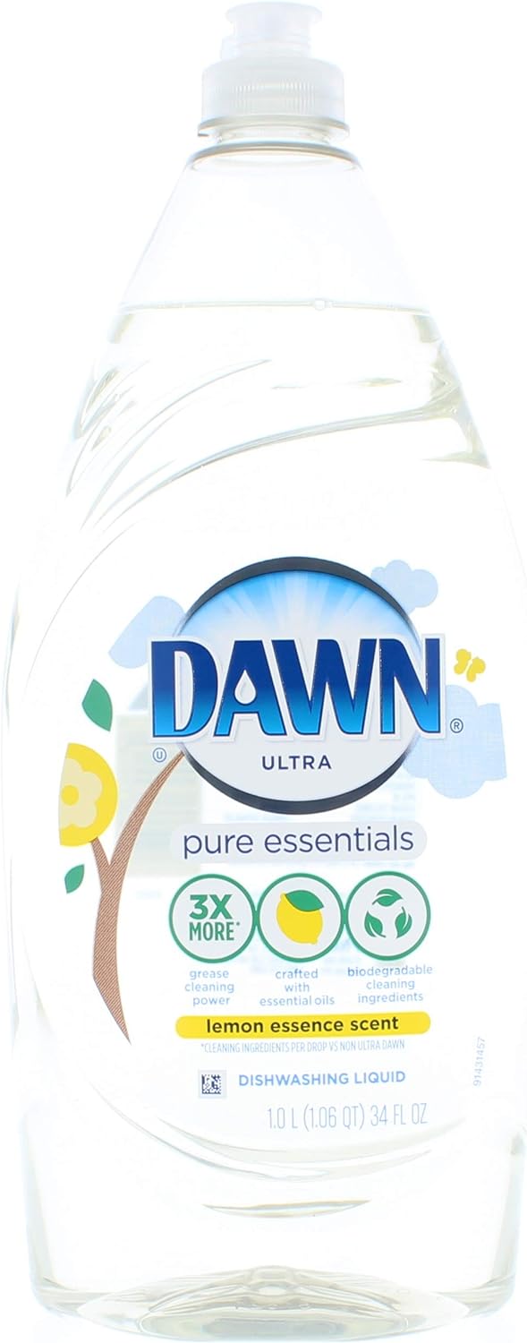 Dawn Ultra Pure Essentials Lemon Essence Scent Dishwashing Liquid Dish Soap 34 Fl. Oz : Health & Household