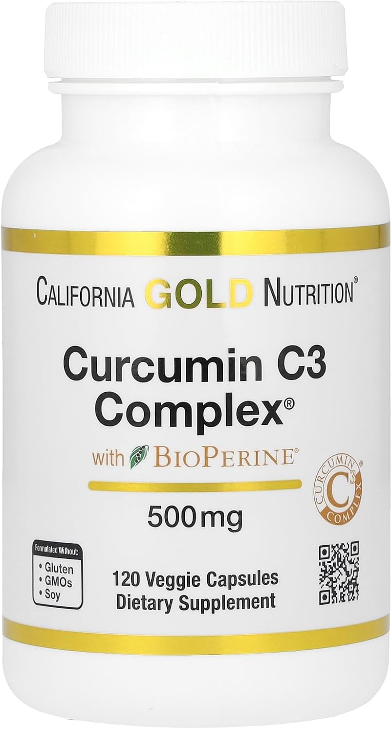 Curcumin C3 Complex From Turmeric Root With Bioperine Black Pepper Extract For High Absorption, 95% Curcuminoids, 500 Mg, 120 Veggie Capsules, 3Rd Party Test