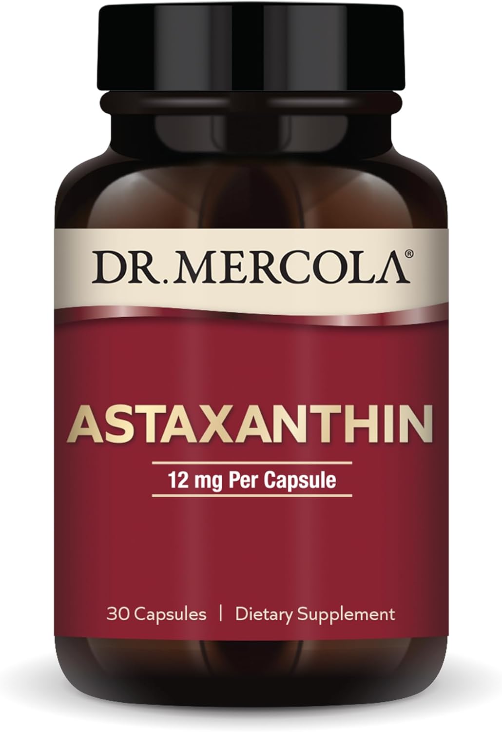 Dr. Mercola Astaxanthin, 30 Servings (30 Capsules), Dietary Supplement, 12 mg Per Capsule, Provides Antioxidant Power for Overall Health, Non-GMO