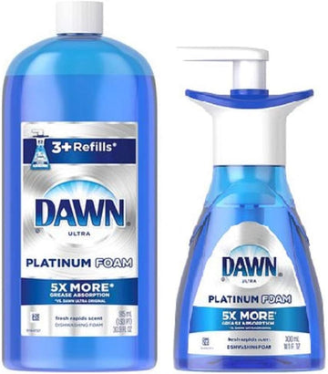 Dawn Platinum Erasing Dish Foam, Dishwashing Soap Pump And Refill Fresh Rapids Scent Kit