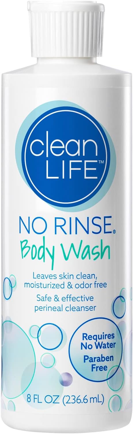 No-Rinse Body Wash, 8 Fl Oz - Leaves Skin Clean, Moisturized And Odor-Free, Rinse-Free Formula