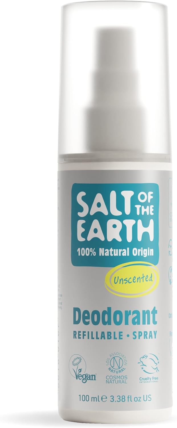 Salt Of The Earth Natural Deodorant Spray, Melon & Cucumber - Vegan, Long Lasting Protection, Leaping Bunny Approved, Made In The Uk, 100 Ml