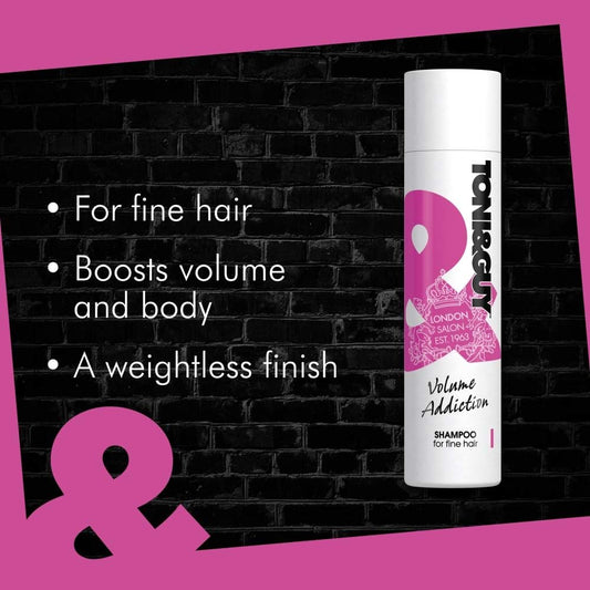 Toni & Guy Salon Shampoo And Conditioner Set For Fine Hair, Pack Of 4 X 250Ml Bottles (2 X Volume Addiction Shampoo, 2 X Volume Addiction Conditioner)
